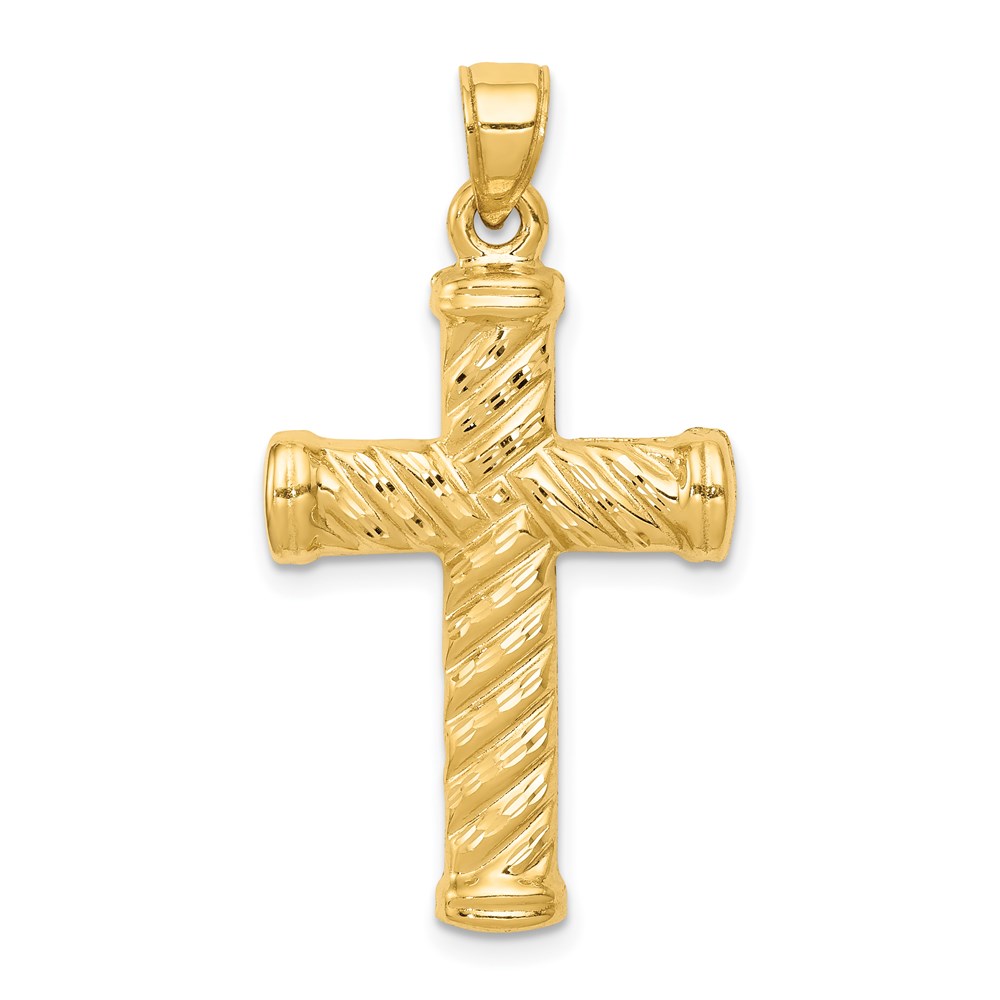 K3630.jpg 14k Reversible Diamond-cut Textured Cross Pendant - Image 1