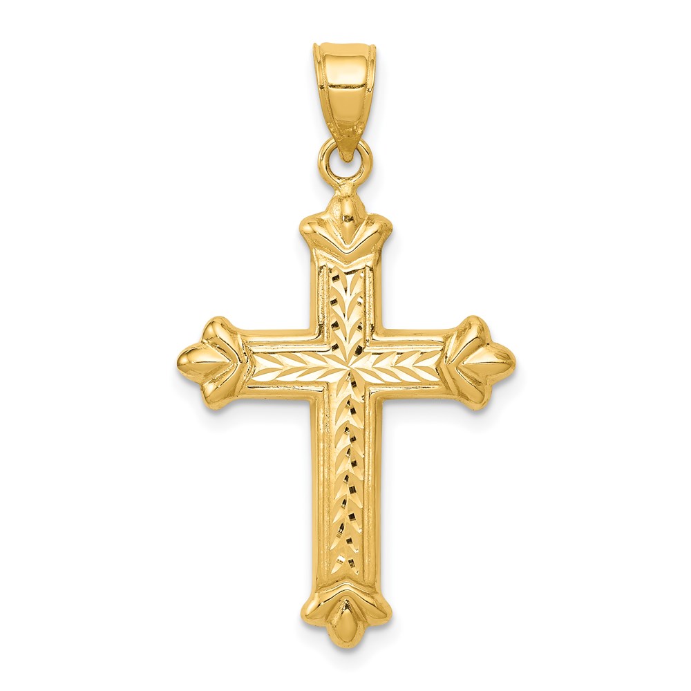 K3631.jpg 14k Reversible Diamond-cut Cross Pendant - Image 1