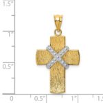 14K Two-tone Diamond-cut -X- Cross Pendant - Image 3