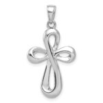 14k White Gold Ribbon Cross Pendant