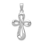 14k White Gold Ribbon Cross Pendant - Image 4