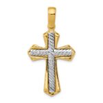 14k Two-tone Solid Cross Pendant