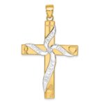 14K and White Rhodium Large HOPE FAITH LOVE BELIEVE Cross Pendant
