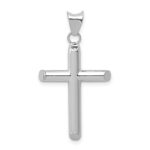 14k White Gold Polished Hollow Cross Pendant