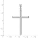 14k White Gold Large Polished Hollow Cross Pendant - Image 4