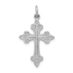 14k White Gold Fleur de Lis Cross Pendant