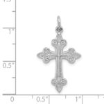 14k White Gold Fleur de Lis Cross Pendant - Image 3