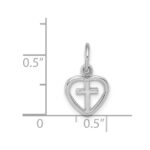 14k White Gold Small Cross in Heart Charm - Image 4