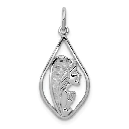 14k White Gold Blessed Virgin Mary Charm