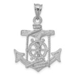 14k White Gold Satin Diamond-cut Mariners Crucifix Pendant - Image 4