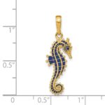 14K 3-D Blue Enameled Seahorse Pendant - Image 4