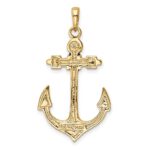 14K 2-D Red White and Blue Enameled Anchor Pendant - Image 3