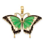 14K Green Enameled Butterly Pendant