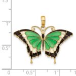 14K Green Enameled Butterly Pendant - Image 4