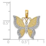 14K and White Rhodium Butterfly Pendant - Image 3