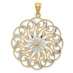 14k and White Rhodium Diamond-cut Fancy Swirl Pendant