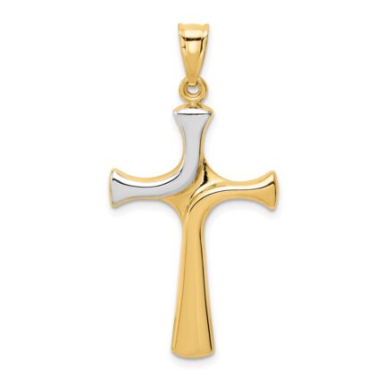 14k and White Rhodium Fancy Cross Pendant
