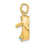 14k 3-D December/Blue Synthetic Stone Engravable Baby Shoe Charm - Image 2
