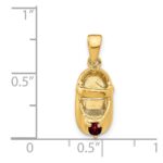 14k 3-D January/Red Synthetic Stone Engravable Baby Shoe Charm - Image 4