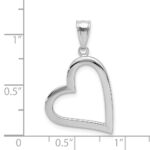 14k White Gold Polished Hollow Heart Pendant - Image 4