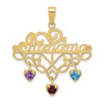 14k GRANDMA Birthstone Charm Holder Pendant - Image 5
