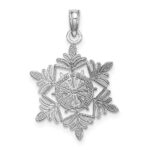 14k White Gold Snowflake Pendant - Image 3