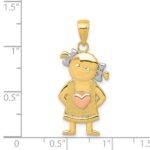 14k Yellow and Rose Gold with White Rhodium Girl Pendant - Image 4