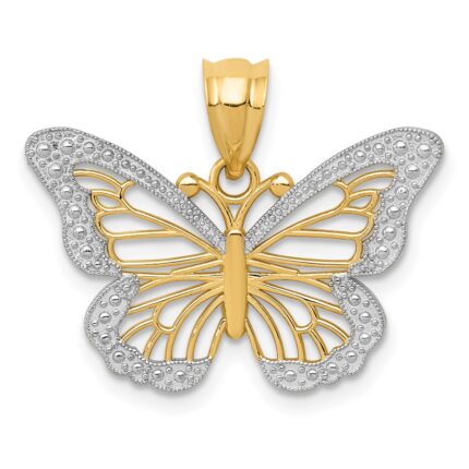 14k and White Rhodium Butterfly Pendant