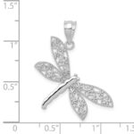 14k White Gold Filigree Dragonfly Pendant - Image 3