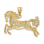 14k and White Rhodium Filigree Horse Pendant - Image 3
