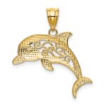 14k Filigree Dolphin Pendant - Image 3