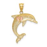 14k Two-Tone Dolphin with Heart Pendant - Image 3