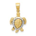 14K Two-tone Gold Turtle Charm