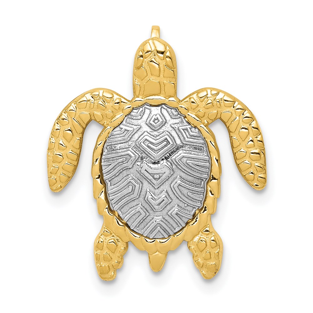 K4881.jpg 14K Two-Tone Turtle Pendant Chain Slide - Image 1