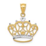 14k and White Rhodium Crown Pendant