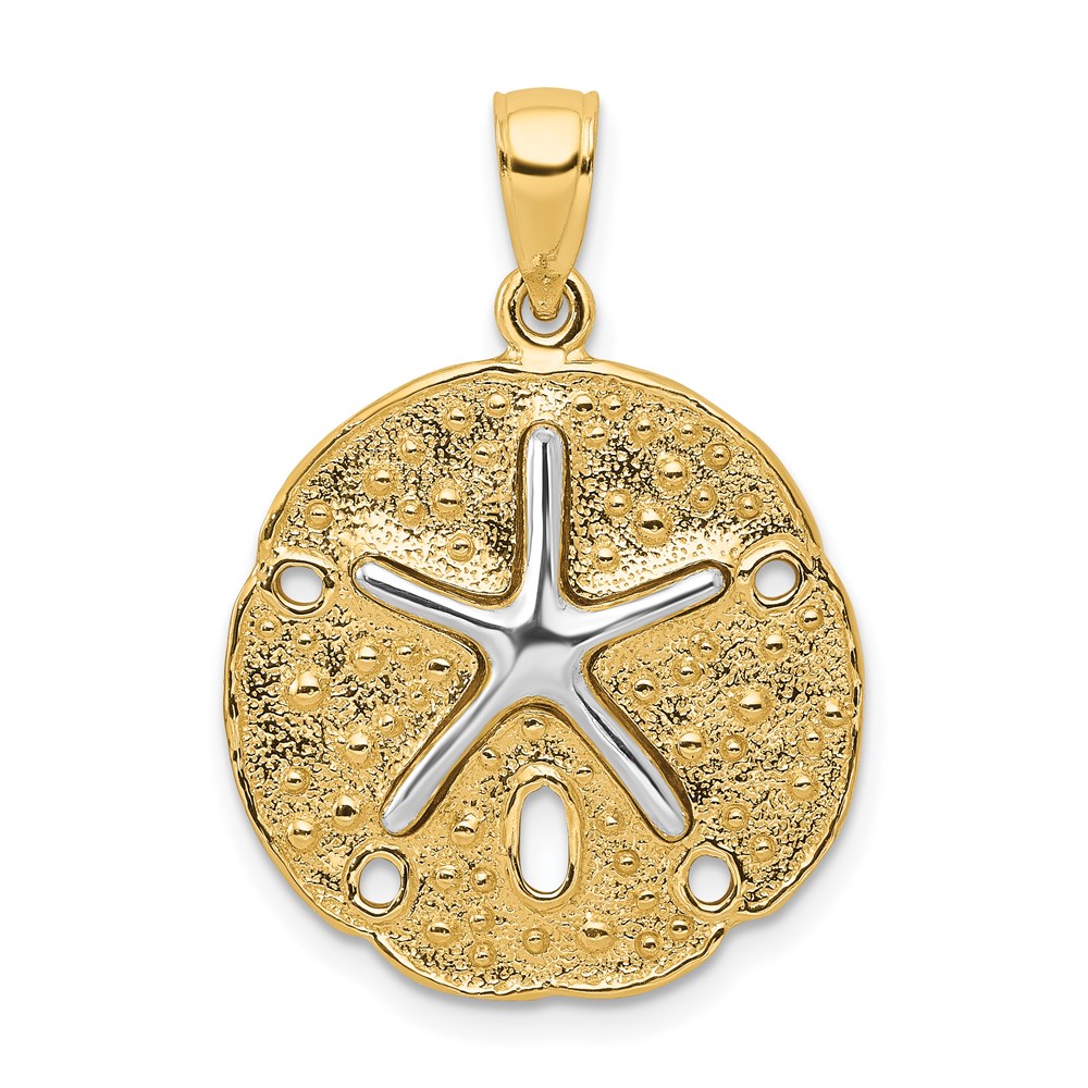 K4894.jpg 14k Two-Tone Sand Dollar with Starfish Pendant - Image 1
