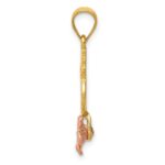 14K Yellow and Rose Gold Pineapple with Plumeria Flower Pendant - Image 2