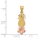 14K Yellow and Rose Gold Pineapple with Plumeria Flower Pendant - Image 3