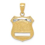 14k and White Rhodium POLICE Badge Pendant