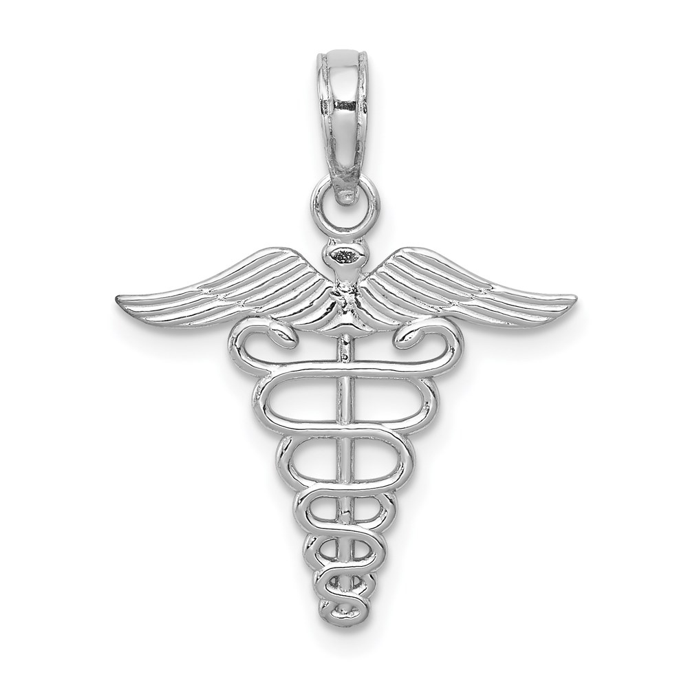 K4935W.jpg 14k White Gold Caduceus Charm - Image 1