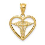 14k Caduceus Heart Medical Pendant