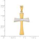 14K and White Rhodium Polished Cross Pendant - Image 4