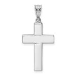 14k White Gold Polished Hollow Cross Pendant - Image 3