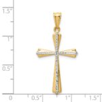 14k and White Rhodium Diamond Cut Cross Pendant - Image 3