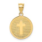 14K Reversible Cross and GOD BLESS Disc Charm
