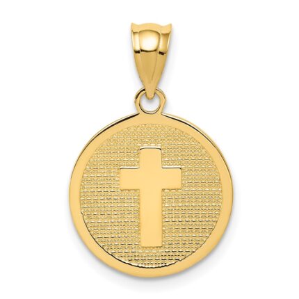 14K Reversible Cross and GOD BLESS Disc Charm