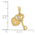 14K Polished Moveable Heart Key and Heart Lock Charm - Image 3