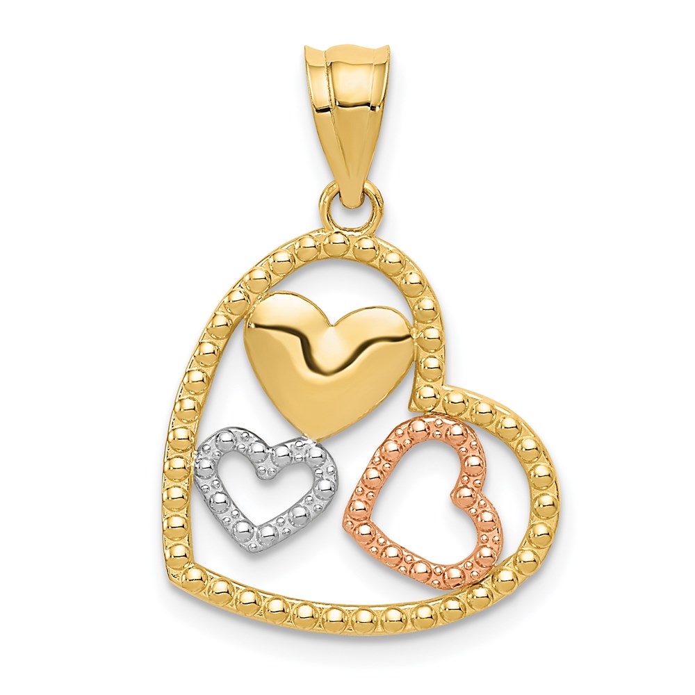 K5156.jpg 14K Two-tone with White Rhodium Polished Hearts Pendant - Image 1