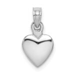 14K White Gold Polished 3-D Heart Pendant