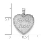 14K White Reversible FOR MY SISTER / FRIENDS FOREVER Heart Pendant - Image 4